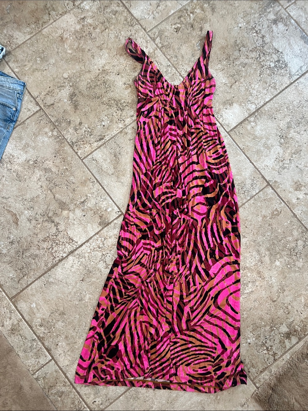 Cabi Pink Zebra Boho Maxi Dress
